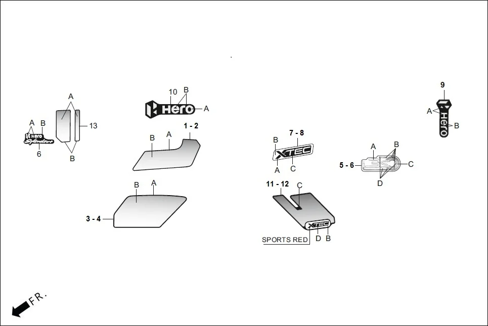 F-27A-SELF_i3S STRIPES/MARK diagram showing 17596-AAE-B00S