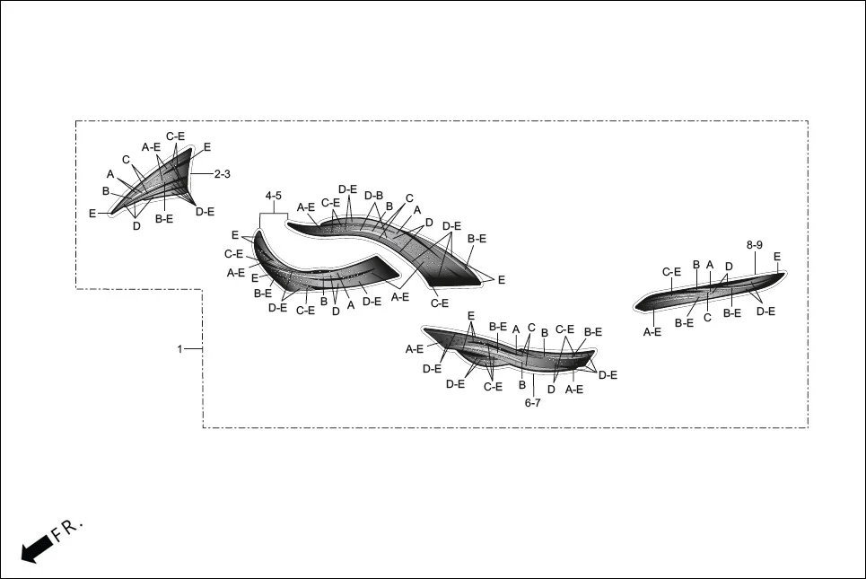 F-27C-SELF_i3S STRIPES/MARK diagram showing 17596-AAE-A20R