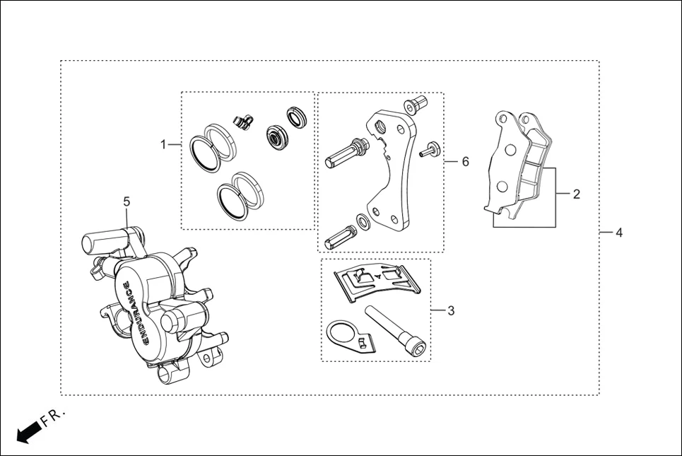 F-3B-XTEC-DISC CALIPER ASSY assembly diagram for Hero SPLENDOR PLUS OBD IIB(Apr.,2025)