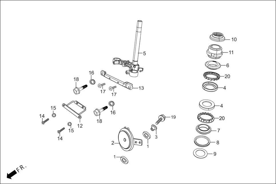 F-6-DRUM STEERING STEM/HORN diagram showing 95701-06020-07