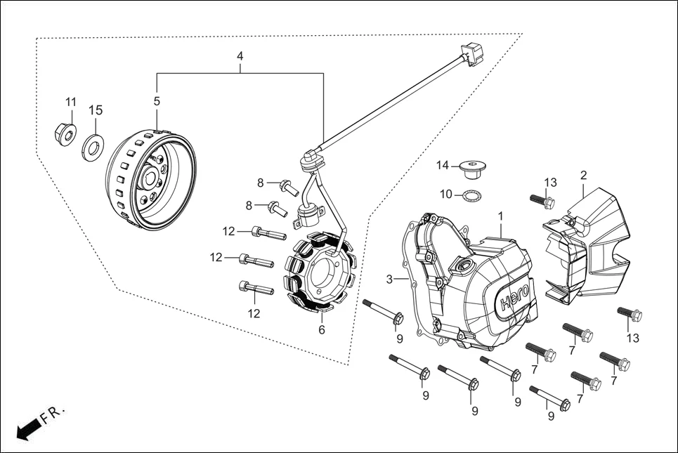 E-7A LEFT CRANKCASE COVER/A.C. GEN. ASSY. (SELF START)