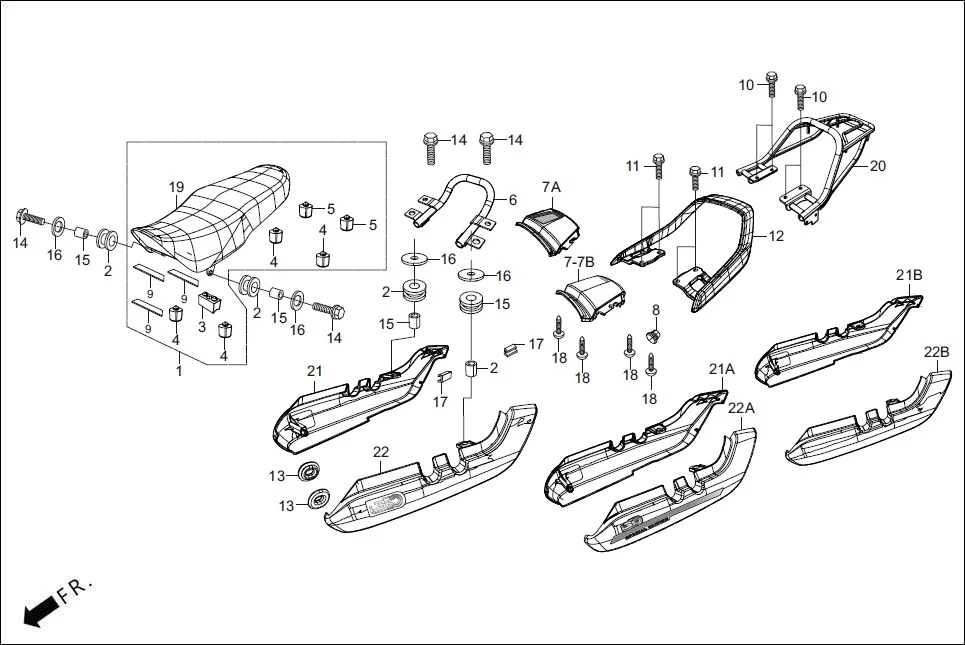 F-12 SET ASSY./RR. COWL/REAR CARRIER assembly diagram for Hero SPLENDOR PLUS OBD2B(Apr., 2025)