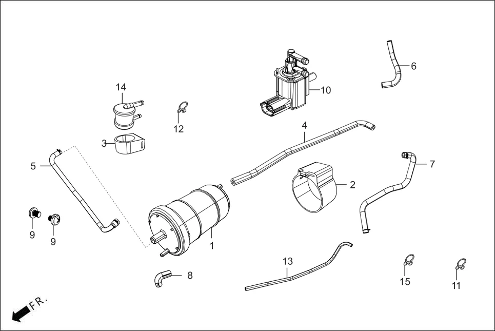 F-13A CANISTER ASSY. assembly diagram for Hero SPLENDOR PLUS OBD2B(Apr., 2025)