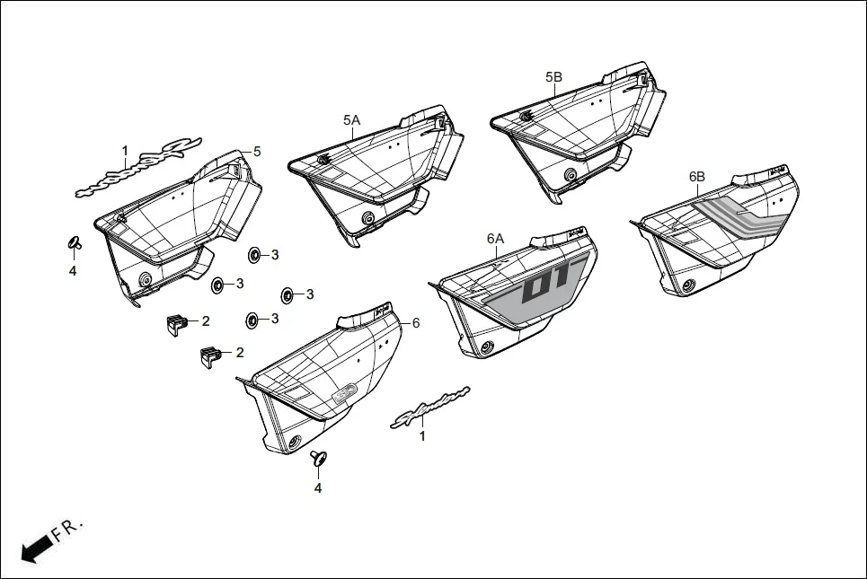 F-14 SIDE COVER assembly diagram for Hero SPLENDOR PLUS OBD2B(Apr., 2025)