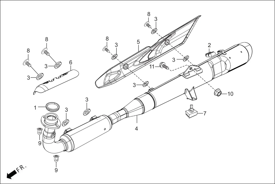 F-16 MUFFLER assembly diagram for Hero SPLENDOR PLUS OBD2B(Apr., 2025)