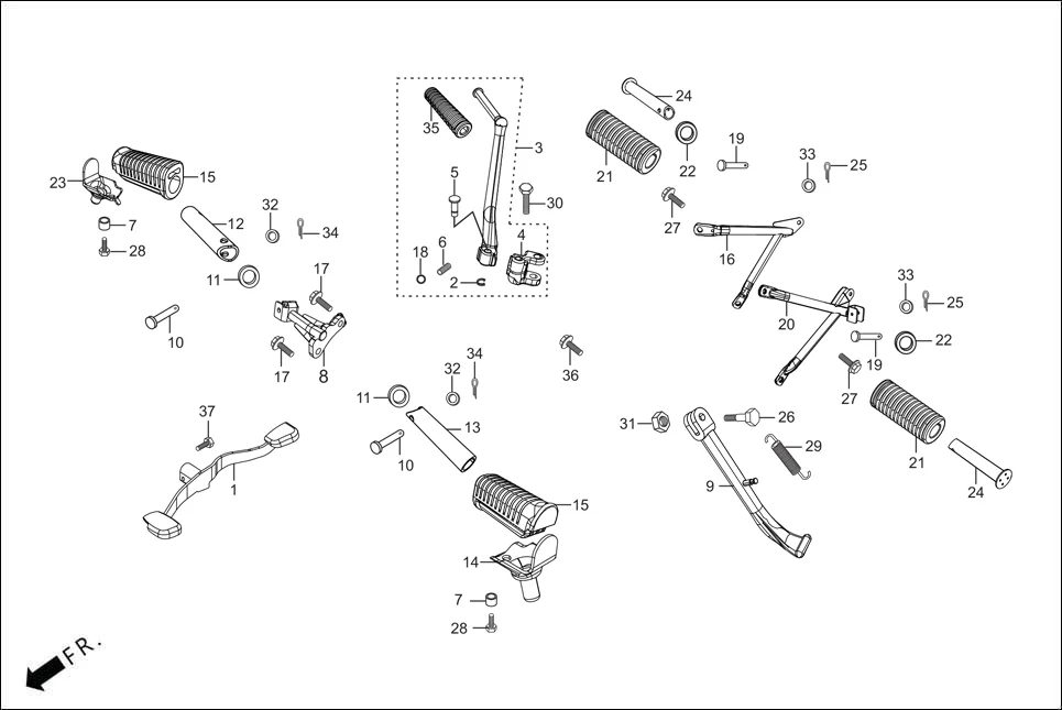 F-17 STEP ASSY./GEAR CHANGE PEDAL/SIDE STAND/PILLION STEP. diagram showing 50661-425-670