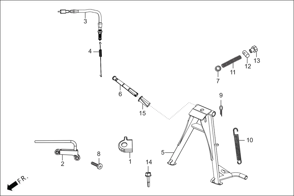 F-18 MAIN STAND/PEDAL BRAKE assembly diagram for Hero SPLENDOR PLUS OBD2B(Apr., 2025)