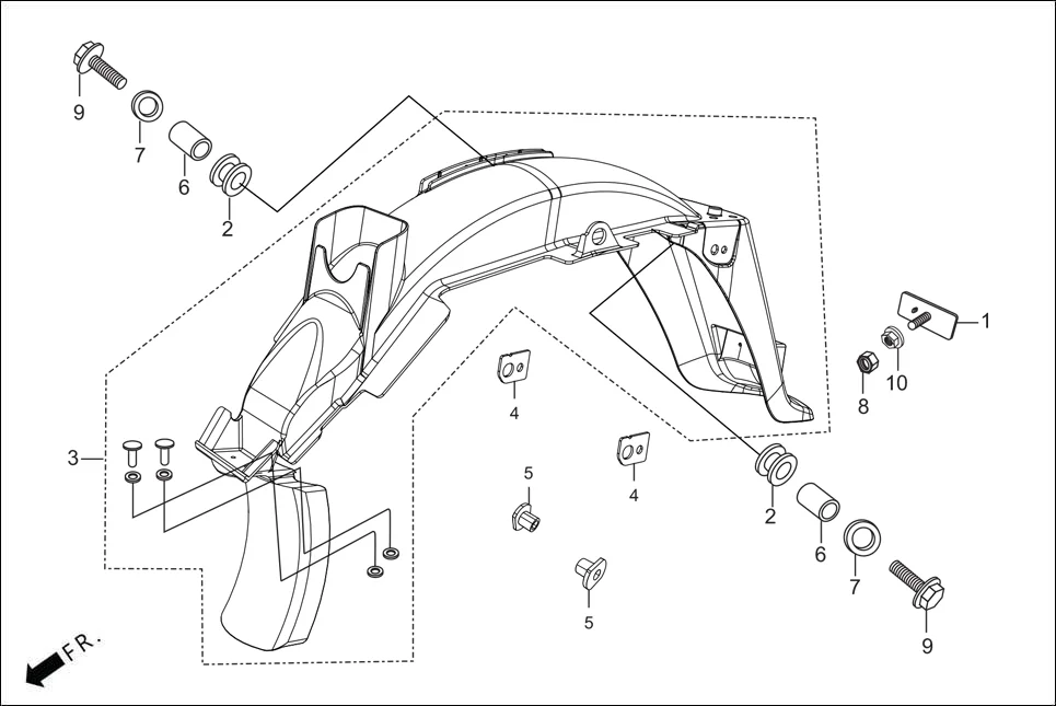 F-21 REAR FENDER assembly diagram for Hero SPLENDOR PLUS OBD2B(Apr., 2025)