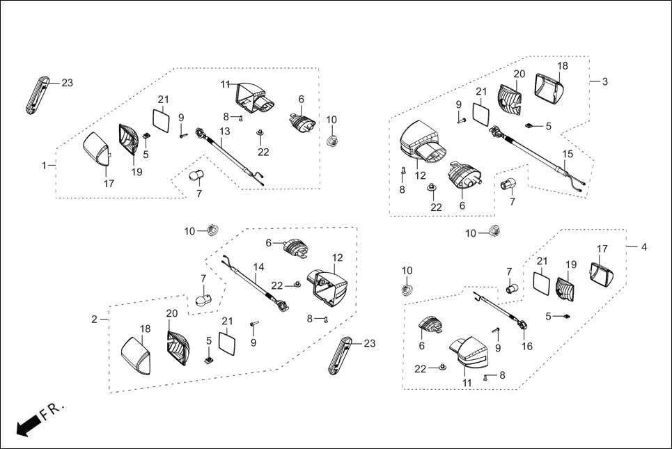 F-22 WINKERS assembly diagram for Hero SPLENDOR PLUS OBD2B(Apr., 2025)