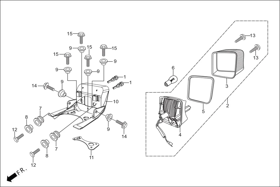F-23 TAIL LIGHT assembly diagram for Hero SPLENDOR PLUS OBD2B(Apr., 2025)