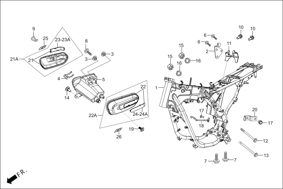 F-25 FRAME BODY/UTILITY BOX assembly diagram for Hero SPLENDOR PLUS OBD2B(Apr., 2025)