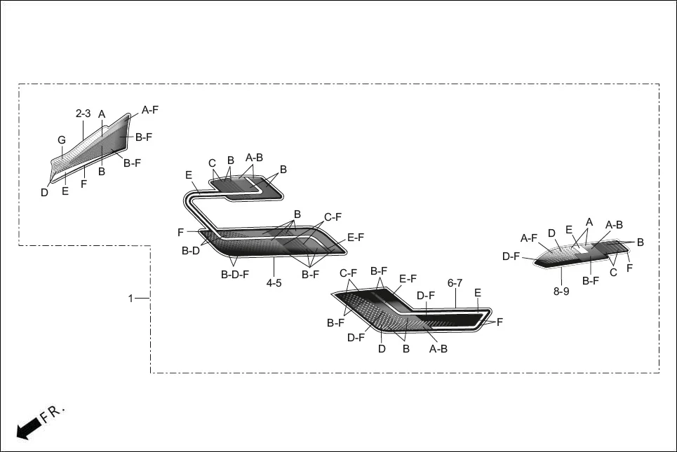 F-27A STRIPES/MARK assembly diagram for Hero SPLENDOR PLUS OBD2B(Apr., 2025)