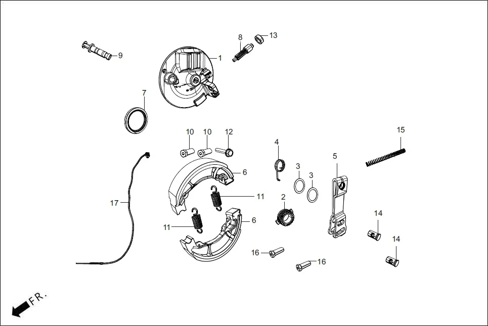 F-4 FR. BRAKE assembly diagram for Hero SPLENDOR PLUS OBD2B(Apr., 2025)