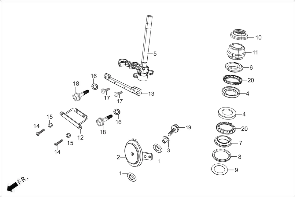 F-6 STEERING STEM/HORN diagram showing 53212-030-010