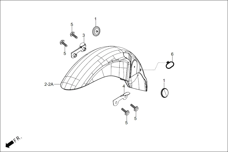 F-7 FENDER FRONT assembly diagram for Hero SPLENDOR PLUS OBD2B(Apr., 2025)