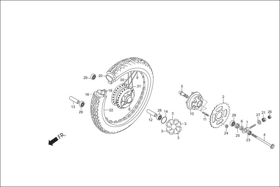 F-11-SPOKE REAR WHEEL assembly diagram for Hero Splendor iSmart  (Dec, 2013)