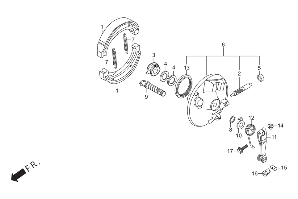 F-8-SPOKE FR.  BRAKE PANEL assembly diagram for Hero Splendor iSmart  (Dec, 2013)