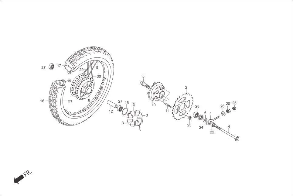 F-11-SPOKE REAR WHEEL diagram showing 90309-357-000