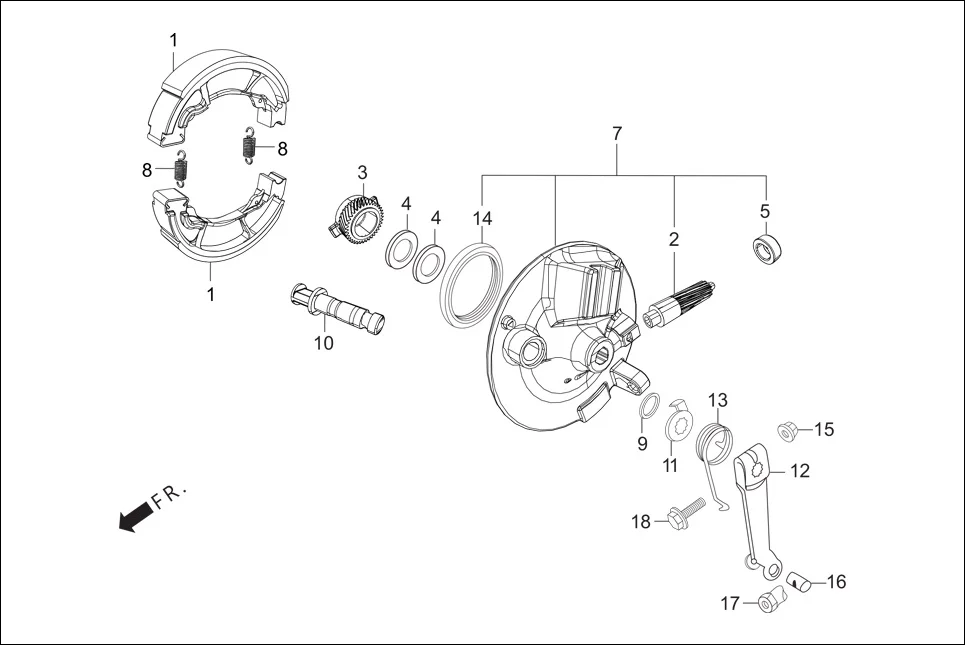 F-8-SPOKE FR. BRAKE PANEL assembly diagram for Hero Splendor iSmart (Jun, 2016)