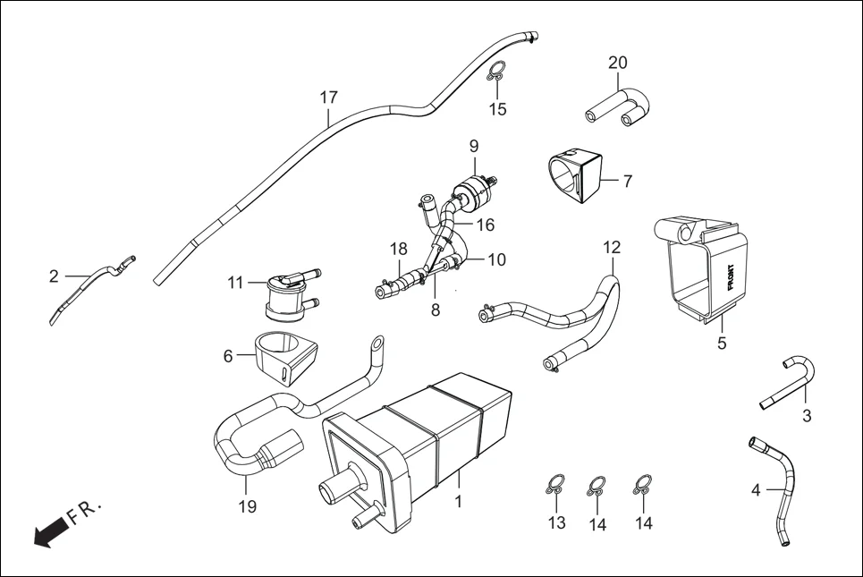 F-13A CANISTER ASSY assembly diagram for Hero Splendor iSMART i3S BSVI (Oct, 2019)