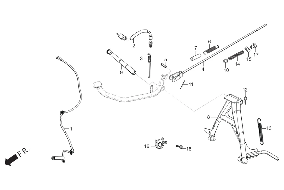 F-18 MAIN STAND/PEDAL BRAKE diagram showing 35357-AAF-400