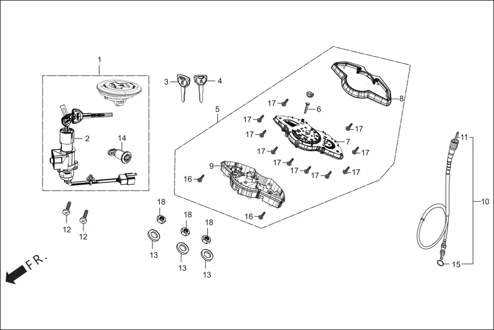 F-2-DRUM SPEEDOMETER/CABLE/KEY SET diagram showing 93901-34120
