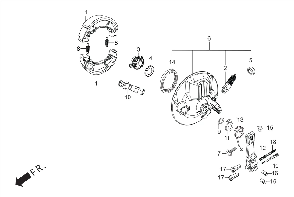 F-8-DRUM FR. BRAKE PANEL assembly diagram for Hero Splendor iSMART i3S BSVI (Oct, 2019)
