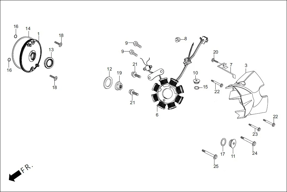 E-7-SELF LEFT CRANKCASE COVER/A.C. GEN. ASSY.