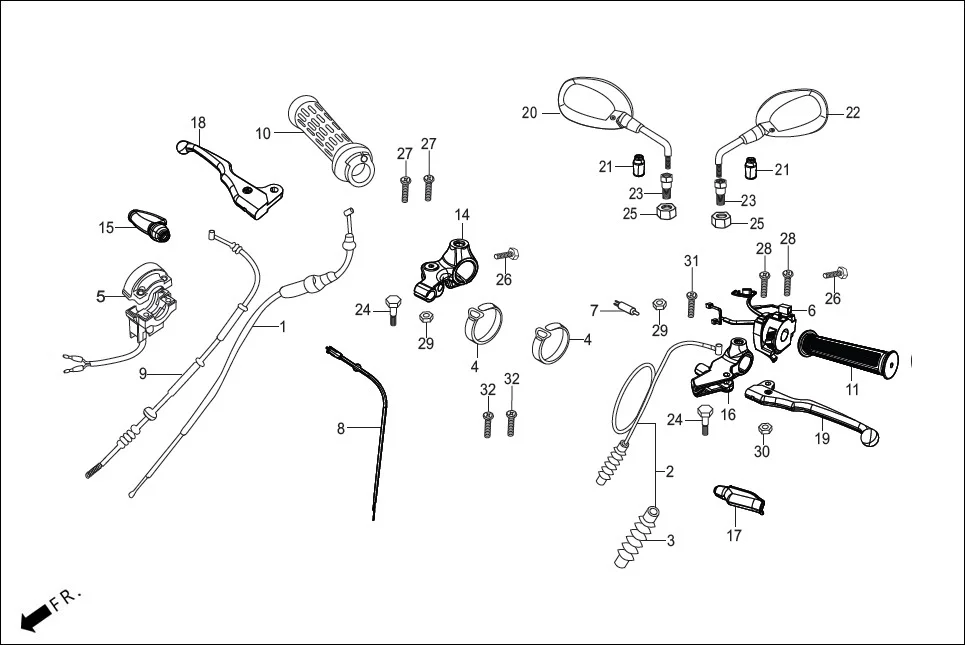 F-3-SELF HANDLE LEVER/SWITCH/CONTROL CABLE diagram showing 35150-AAG-H20