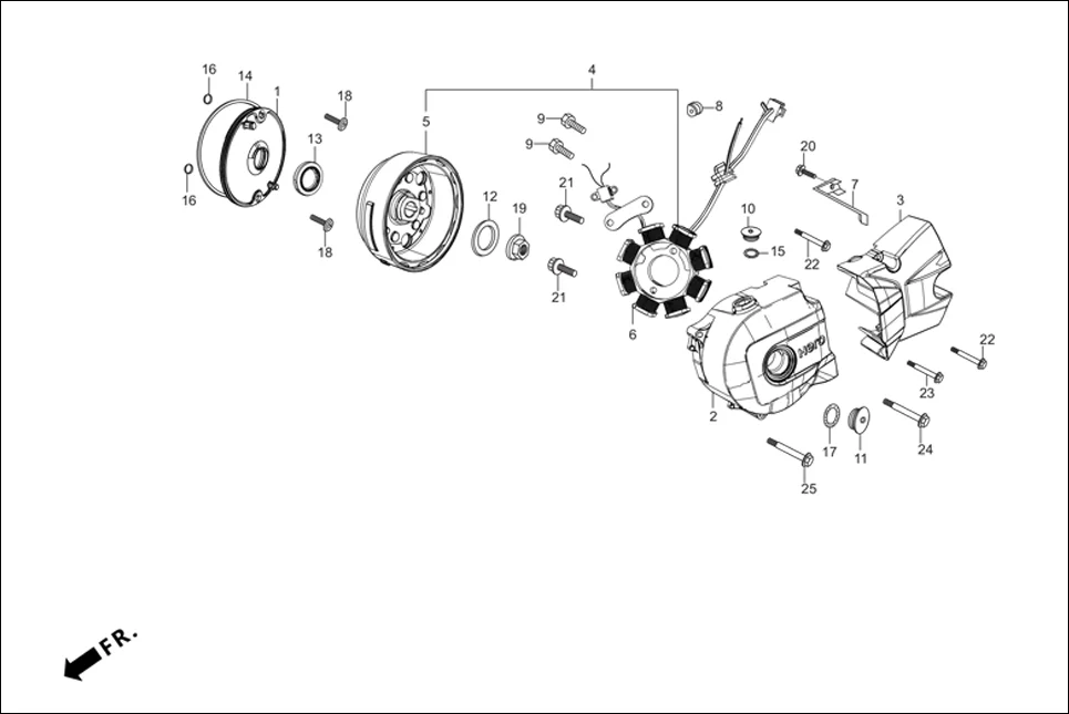 E-7-KICK LEFT CRANKCASE COVER/ A.C. GEN. ASSY. (KICK)
