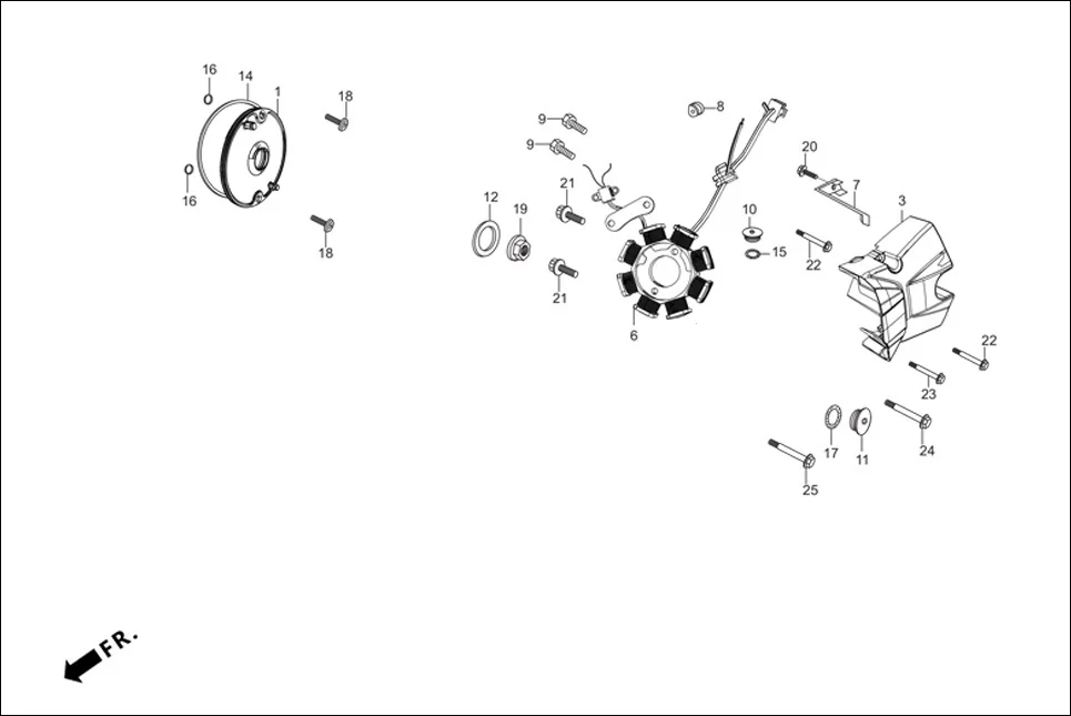 E-7-SELF LEFT CRANKCASE COVER/ A.C. GEN. ASSY. (KICK)