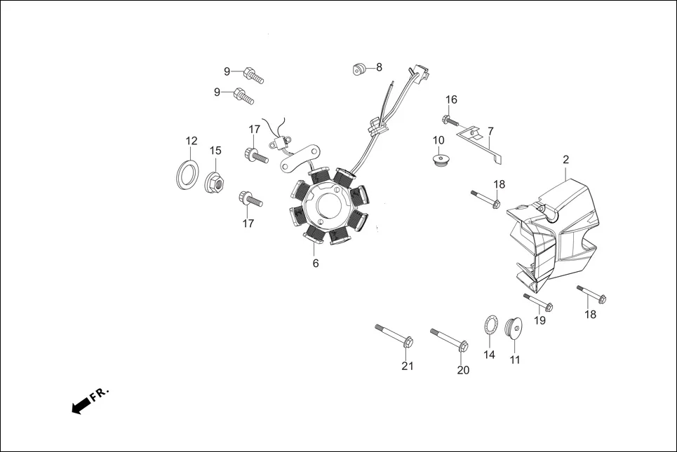 E-7A-KICK LEFT CRANKCASE COVER/ A.C. GEN. ASSY. (SELF START)