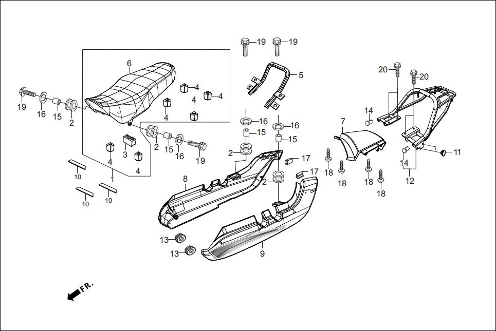 F-12-DRUM SET ASSY./RR. COWL/REAR CARRIER (W/O i3S) assembly diagram for Hero Splendor+ iBS (Jan, 2019)