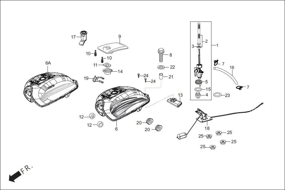 F-13-SELF-i3S FUEL TANK diagram showing 90325-KCC-900