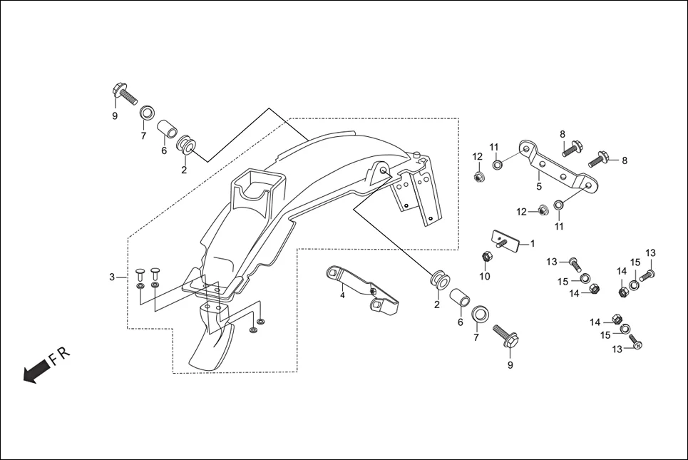F-21 REAR FENDER assembly diagram for Hero Splendor+ iBS (Jan, 2019)