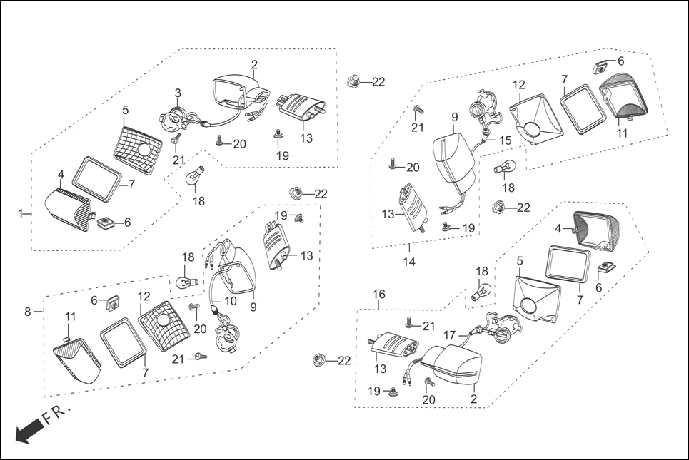 F-22 WINKERS assembly diagram for Hero Splendor+ iBS (Jan, 2019)