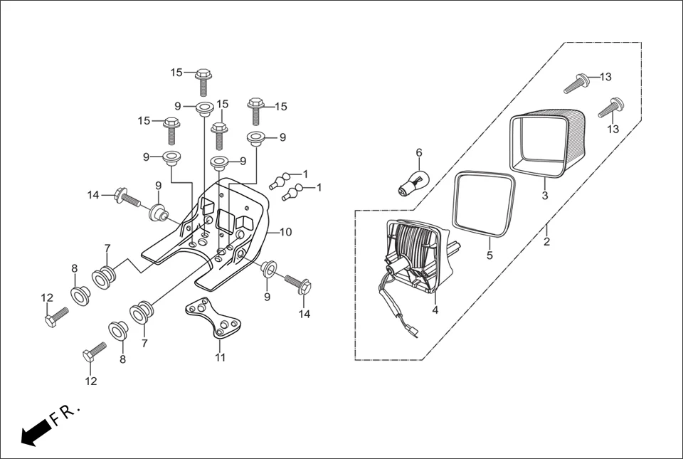 F-23 TAIL LIGHT assembly diagram for Hero Splendor+ iBS (Jan, 2019)