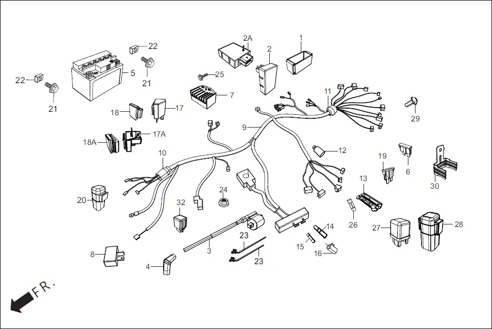 F-24-SELF-i3S WIRE HARNESS/BATTERY diagram showing 30401-ABA-001