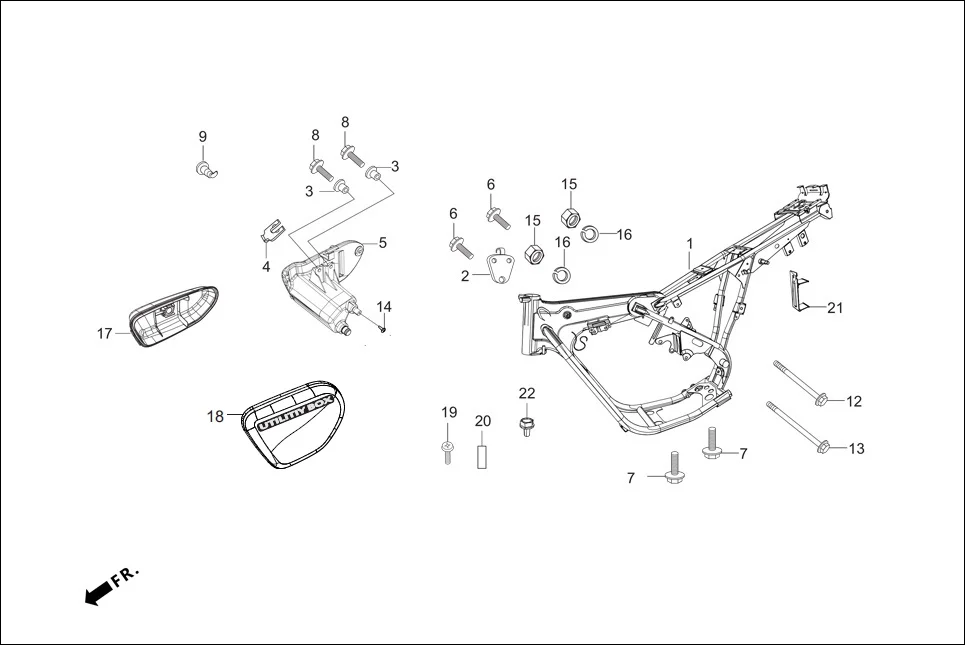F-25-KICK FRAME BODY/UTILITY BOX assembly diagram for Hero Splendor+ iBS (Jan, 2019)