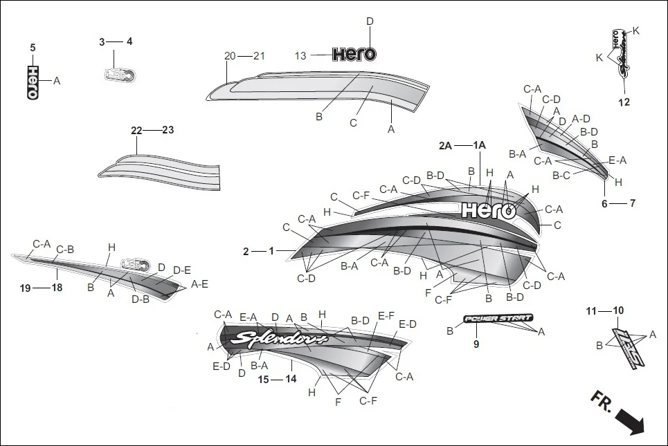 F-27-SELF-i3S STRIPES/MARK diagram showing 87122-AAE-210W
