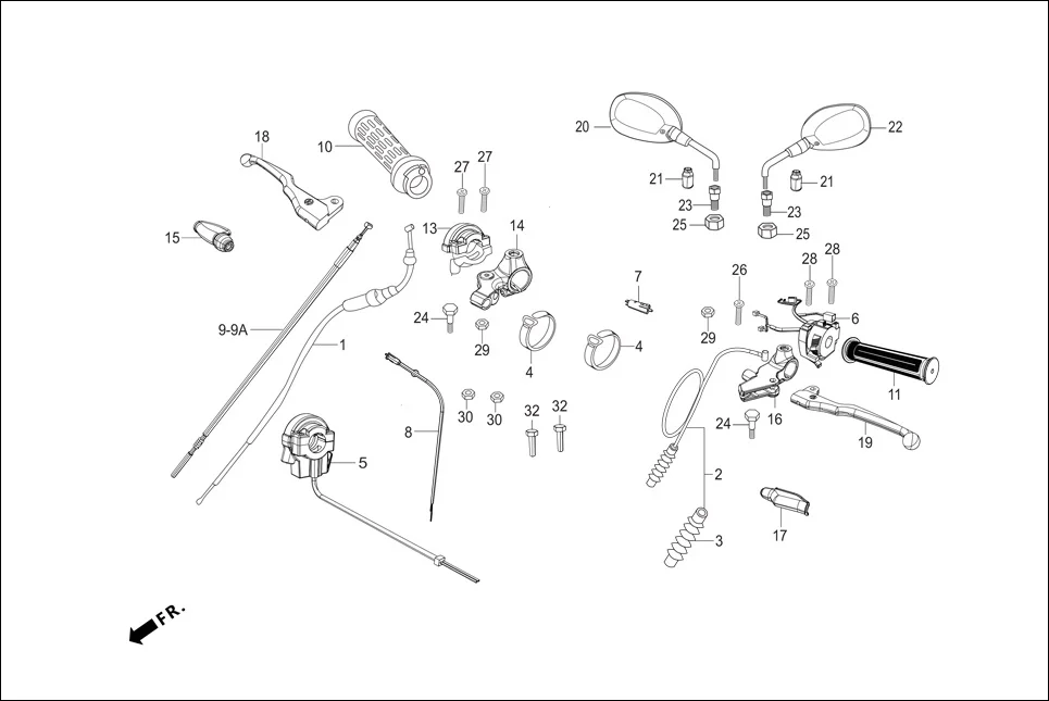 F-3-SELF HANDLE LEVER/SWITCH/CONTROL CABLE assembly diagram for Hero Splendor+ iBS (Jan, 2019)