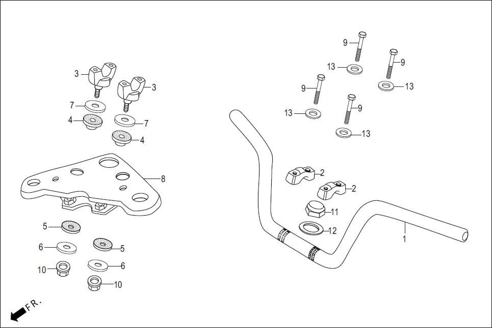 F-4-SELF HANDLE PIPE/TOP BRIDGE assembly diagram for Hero Splendor+ iBS (Jan, 2019)