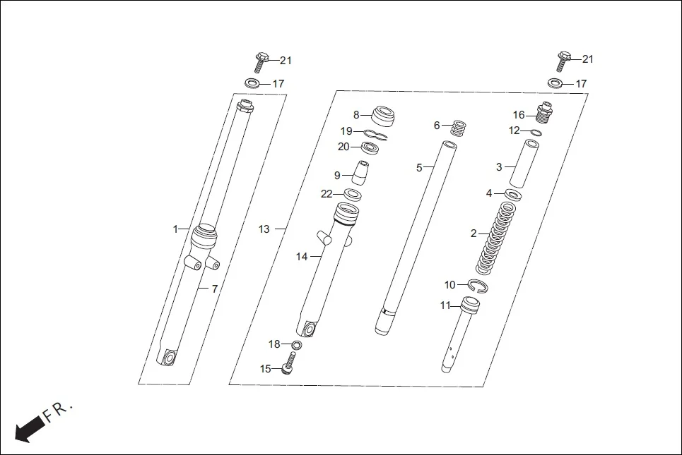 F-7 FRONT FORK assembly diagram for Hero Splendor+ iBS (Jan, 2019)