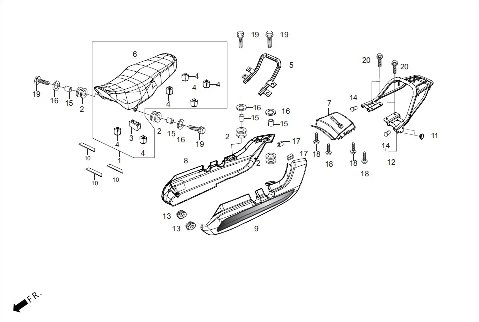 F-12 SET ASSY./RR. COWL/REAR CARRIER(W/O i3S) diagram showing 95701-08020-00