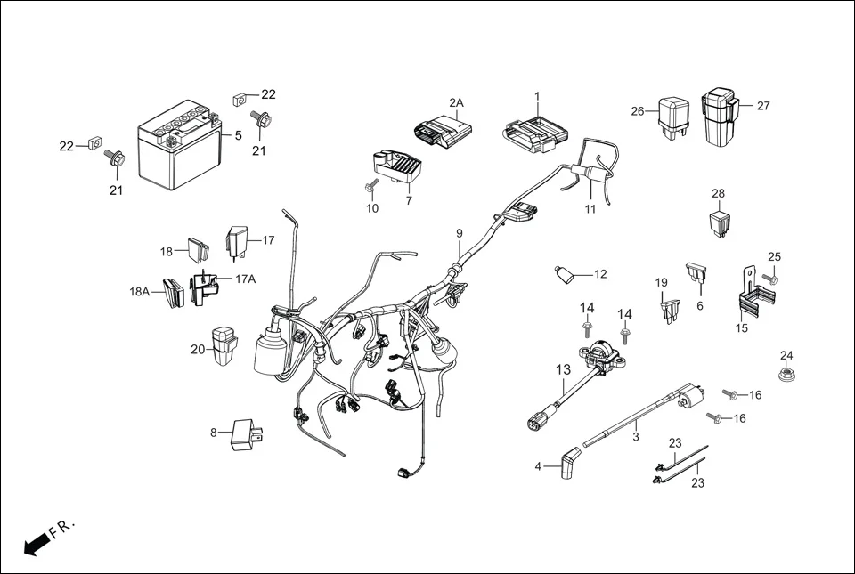 F-24-SELF-i3S WIRE HARNESS/BATTERY diagram showing 32100-AAE-310