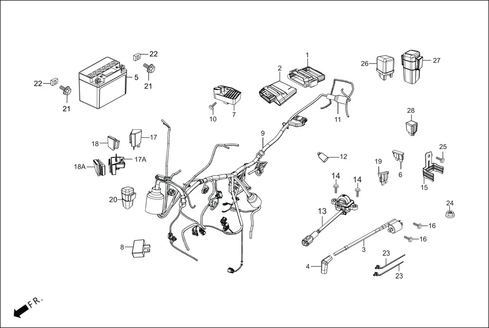 F-24-SELF WIRE HARNESS/BATTERY diagram showing 96001-06020-00