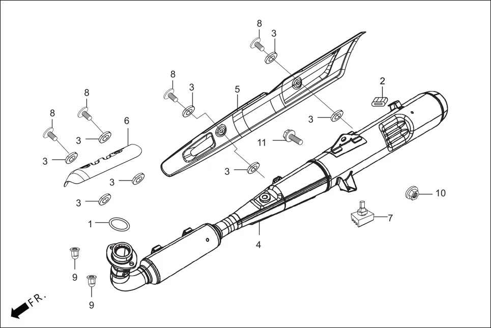 F-16_OBD-2B MUFFLER assembly diagram for Hero SPLENDOR PLUS(June,2024)