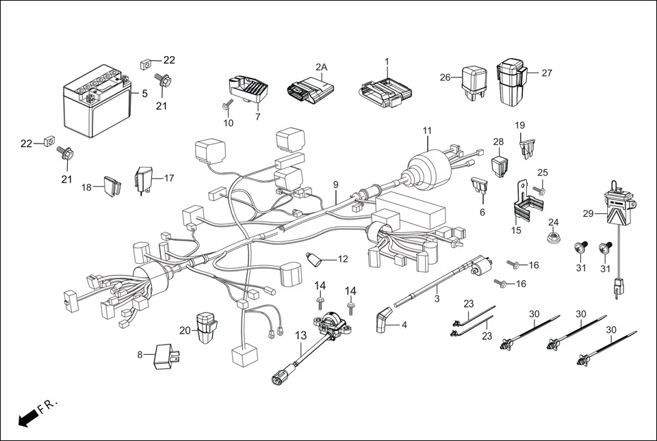 F-24-SELF-i3S WIRE HARNESS/BATTERY diagram showing 31500-KVT-801
