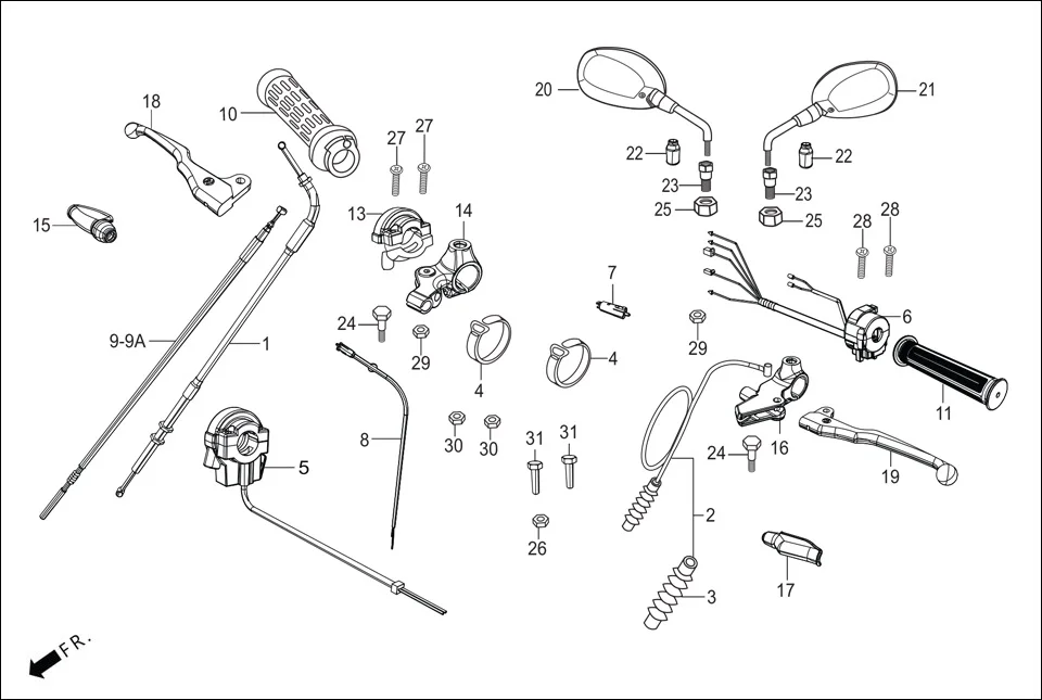 F-3-SELF HANDLE LEVER/SWITCH/CONTROL CABLE assembly diagram for Hero Splendor+ iBS BSVI (JULY, 2021)