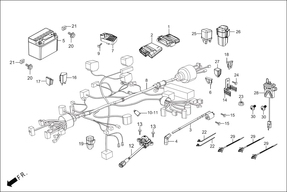 F-24-SELF WIRE HARNESS/BATTERY assembly diagram for Hero Splendor+ iBS BSVI(Dec,2021)